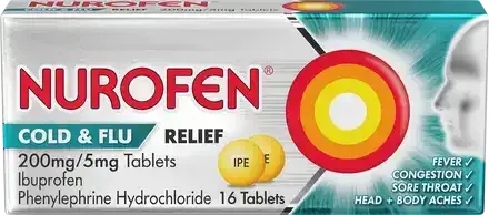 Nurofen Cold & Flu Relief 200mg/5mg 16 Tablets